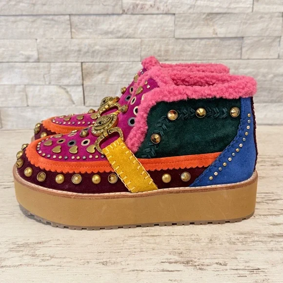 Kurt Geiger Mansion Cozy Studded Suede Bit Buckle Platform Boots EU 36 US 6 NEW - Picture 8 of 16